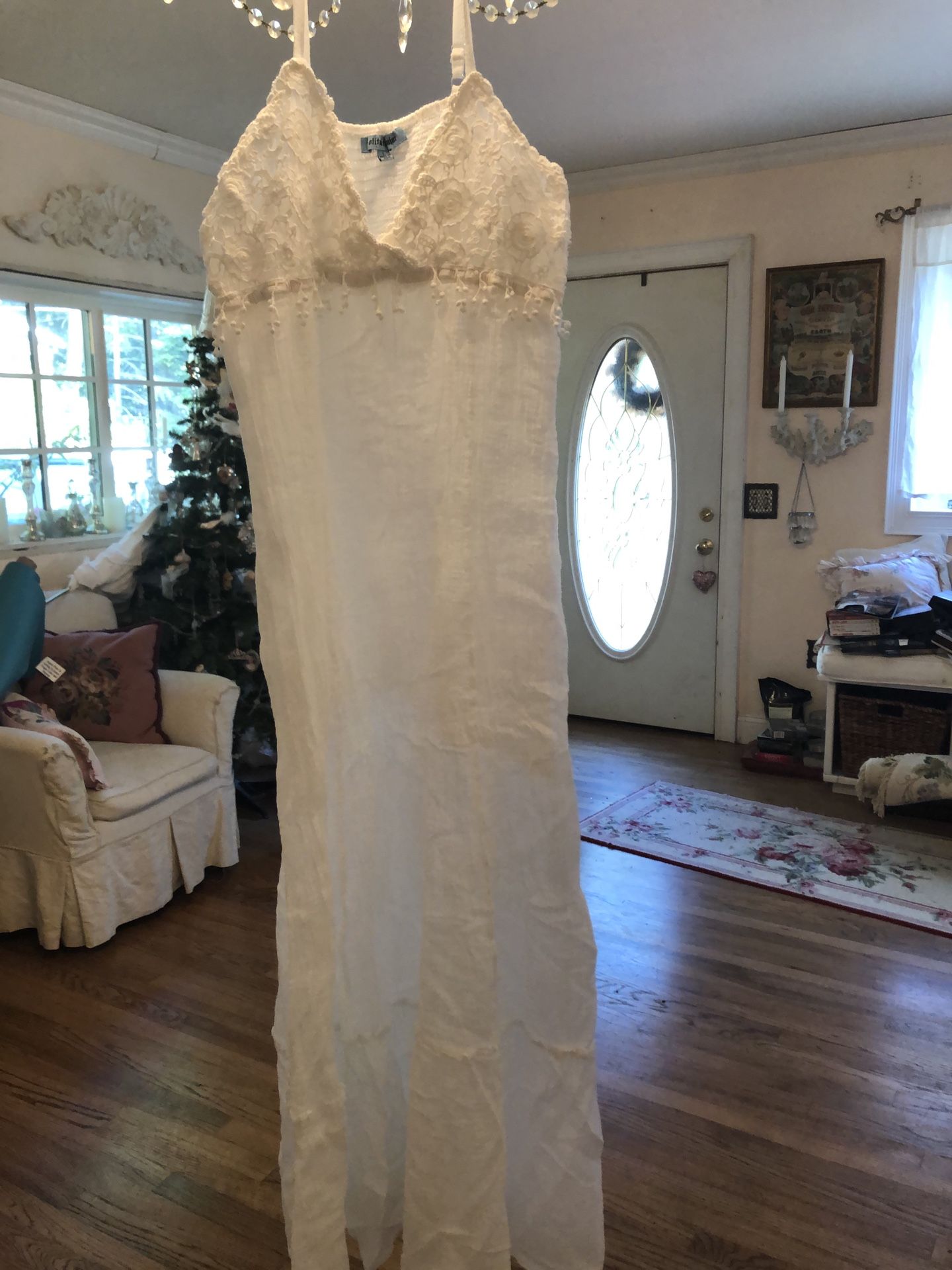 Women’s L cotton sundress with lace bodice