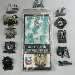 Lot Of 12 Vintage Florida Marlins Baseball Pins