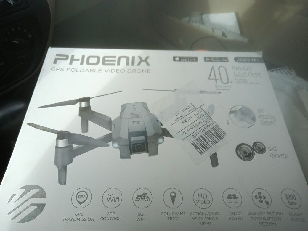 Vivitar VTI Phoenix Foldable Gray Camera Drone, GPS Drone with WiFi, 40 Mins Flight Time