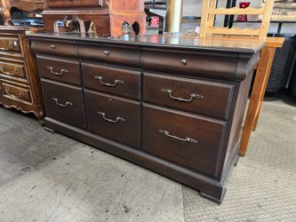 ETHAN ALLEN Dark Wood Dresser with 9 Drawers, Filing Cabinet