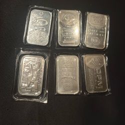 6 1oz Silver Bars 