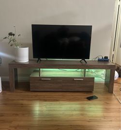 TV Stand with Drawers and LED Lighting