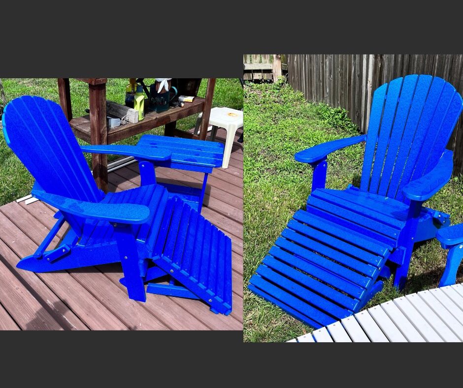 FOLDING ADIRONDACK CHAIRS / WITH FOLDING LEG BENCH