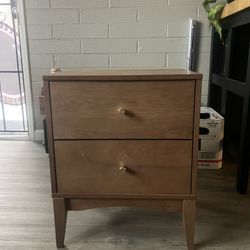 Baxton Studio Landis Wood 2 Drawer Nightstand 