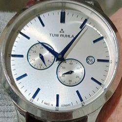 TUW RUHLA MENS WRIST WATCH WHITE/METALLIC BLUE