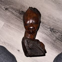 Vintage African American Woman Carved Doll