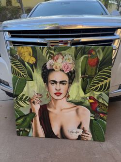 Frida Kahlo with Parrots Canvas Art 37 x 37 in