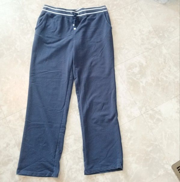 Laura Scott Navy Blue Casual Pants Sweat Pants Straight Leg Size Medium