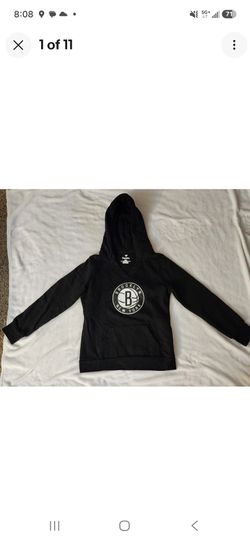 NBA BROOKLYN NETS NEW FANATICS WOMENS MEDIUM V NECK BLACK PULLOVER HOODIE