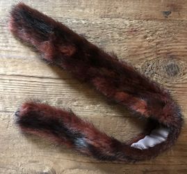 Vintage Maroon 100% mink flawless fur collar custom dyed jacket trim penny lane Headband 