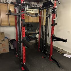 PRO SERIES Ultimate 3-1 Half Rack Functional Trainer w/Smith Machine Bar | 400lb Stack | Gym Equipment | Fitness | Commercial | Squat Rack 