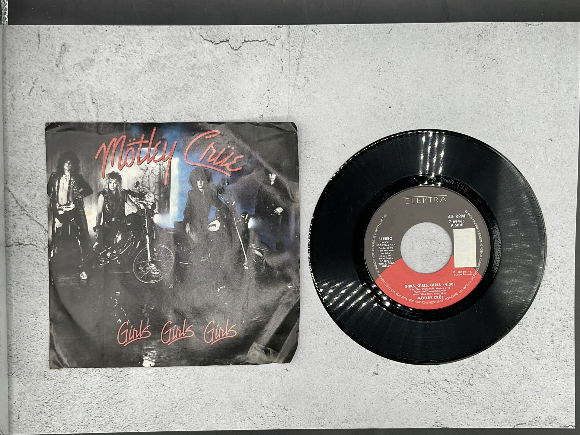 Motley Crue “Girls, Girls, Girls” 45 Vinyl Record
