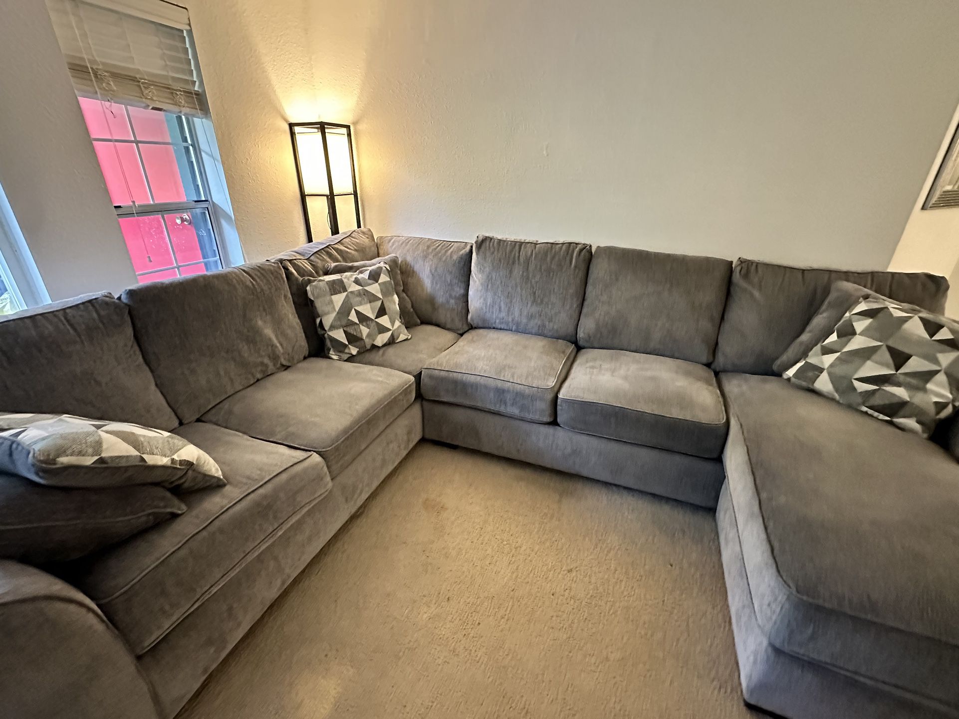 Grey Couch, Very Big With Movable Leg Rest (BEST OFFER)