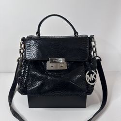 MICHAEL KORS Black Python Fulton Satchel Handbag (Pre-Loved)