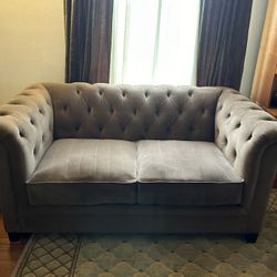 Martha Stewart Tufted Love Seat Brown