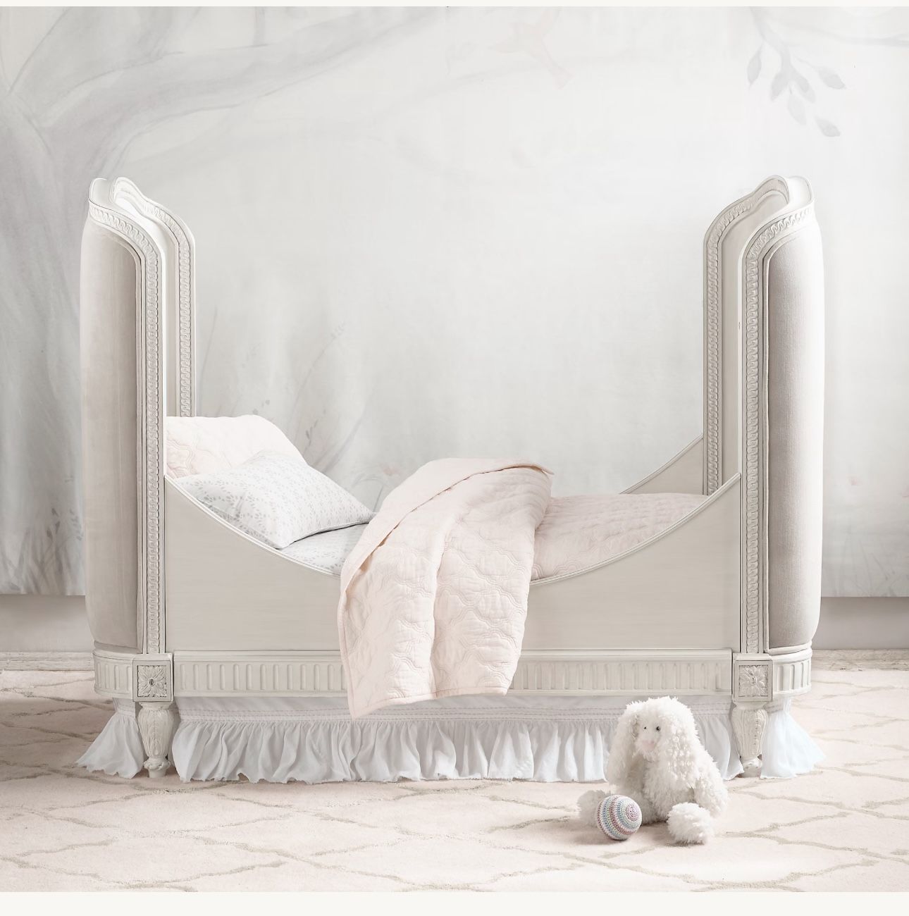 Restoration Hardware RH Baby & Child Bed/Crib - BELLE UPHOLSTERED CRIB - AGED WHITE