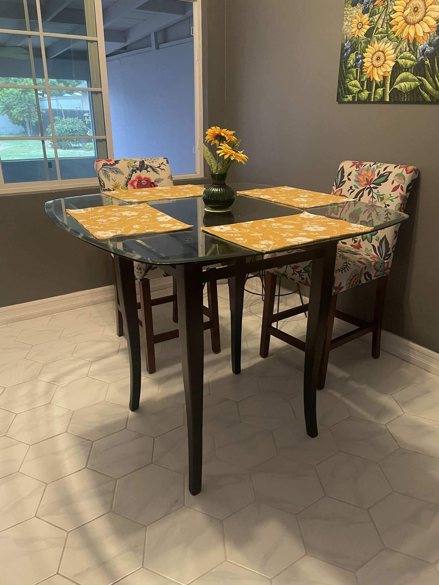 Glass Countertop Height Table