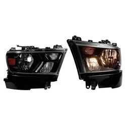 New in box-For 2019-2024 Dodge Ram 1500 Halogen Headlights w/Black Bezel Lamps Left & Right