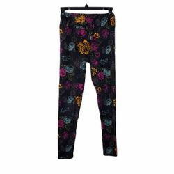 LuLaRoe Black Floral Leggings OS