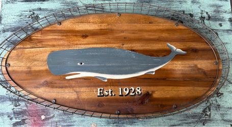 3 foot wood and metal nautical tray