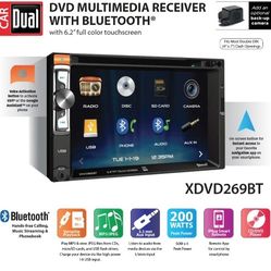 Dual Electronics XDVD269BT 6.2 inch Multimedia Touch Screen Car Stereo Receiver new open box 