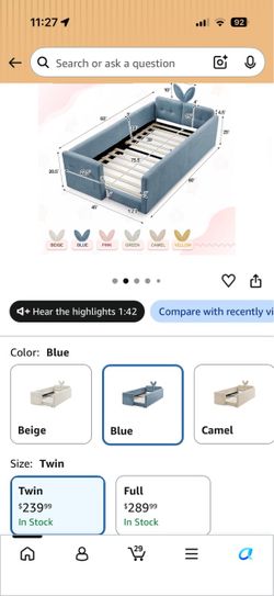 Twin bed frame and mattress