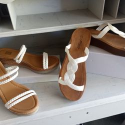 NEW WOMEN'S SIZE 7.5 WEDGE SANDALS $10 A PAIR
