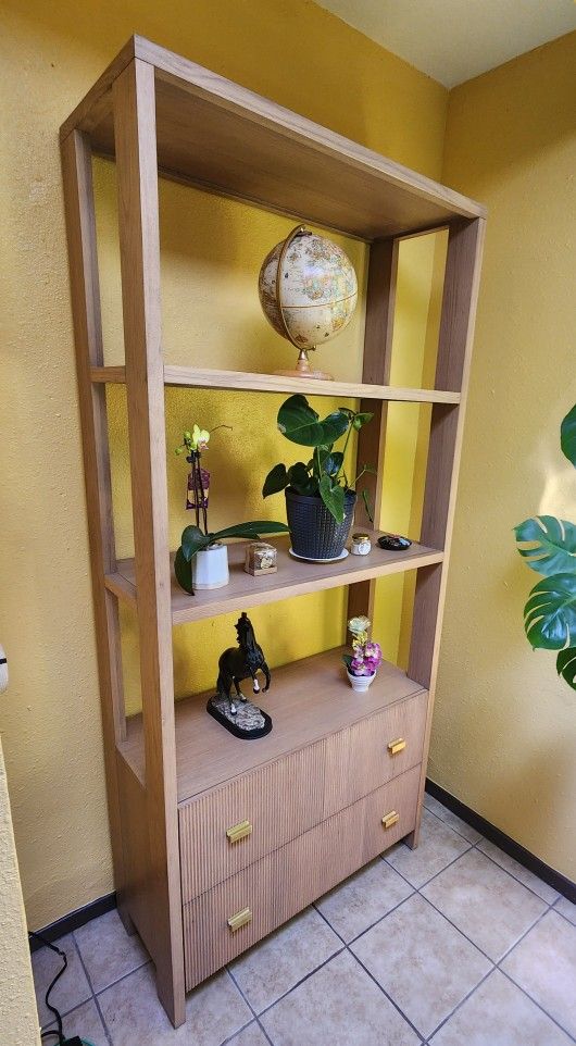Etagere / Tall Bookcase Storage With 2 Drawers & Shelves