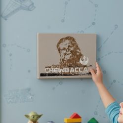 Star Wars Wookiee Chewbacca Artissimo Canvas Print 8.5" x 6.5" Wood Frame W/Tags. This is a Star Wars Chewbacca canvas wall art. The artwork features 