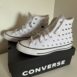 White Spiked High Tops