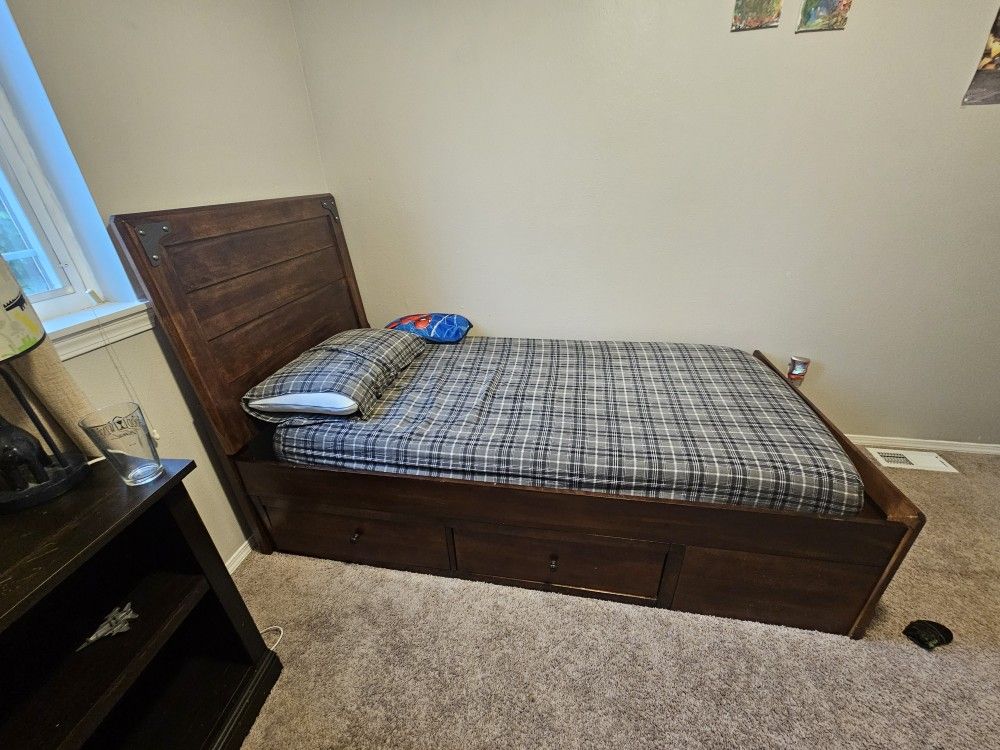 Twin Size Bed Frame With Drawers