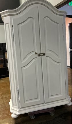 White Wood Armoire Wardrobe Cabinet