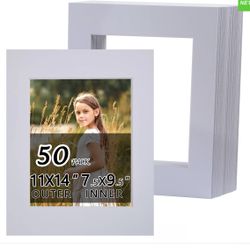 Falling in Art 50 Pack White Acid Free Pre Cut Mats 