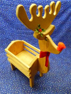 Wooden Reindeer Basket