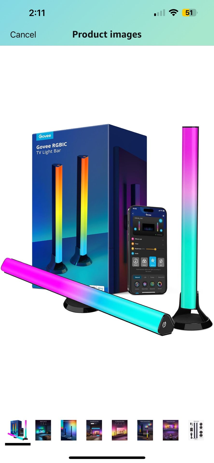Govee RGBIC Light Bars, 15 Inches WiFi TV Backlight