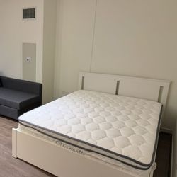 IKEA SONGESAND Bed frame, white/Luröy, Queen - Excellent Condition – Available End of February