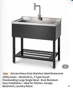 Stainless Steel Freestanding Utility Sink with Faucet
