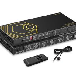 8K@60Hz 4K@120Hz HDMI2.1 Switch 4 in 1 Out with eARC,ARC Audio Extractor,7.1Ch,SPDIF 5.1Ch,48Gbps,HDCP2.3 Bypass,VRR,IR,3D,HDR 10,Dolby Atmos,Compatib