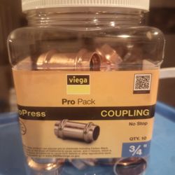 3/4 " Copper Couplings 10 ct