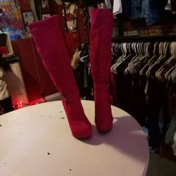 Ladies High Heeled Tall Boots Hot Pink Size 6.5 Brand New