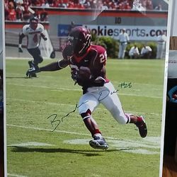 Virginia Tech Autographed Branden Ore 16×20  Colorful Pic with COA on back