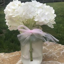 Frosted Mason Jar Wedding Centerpieces