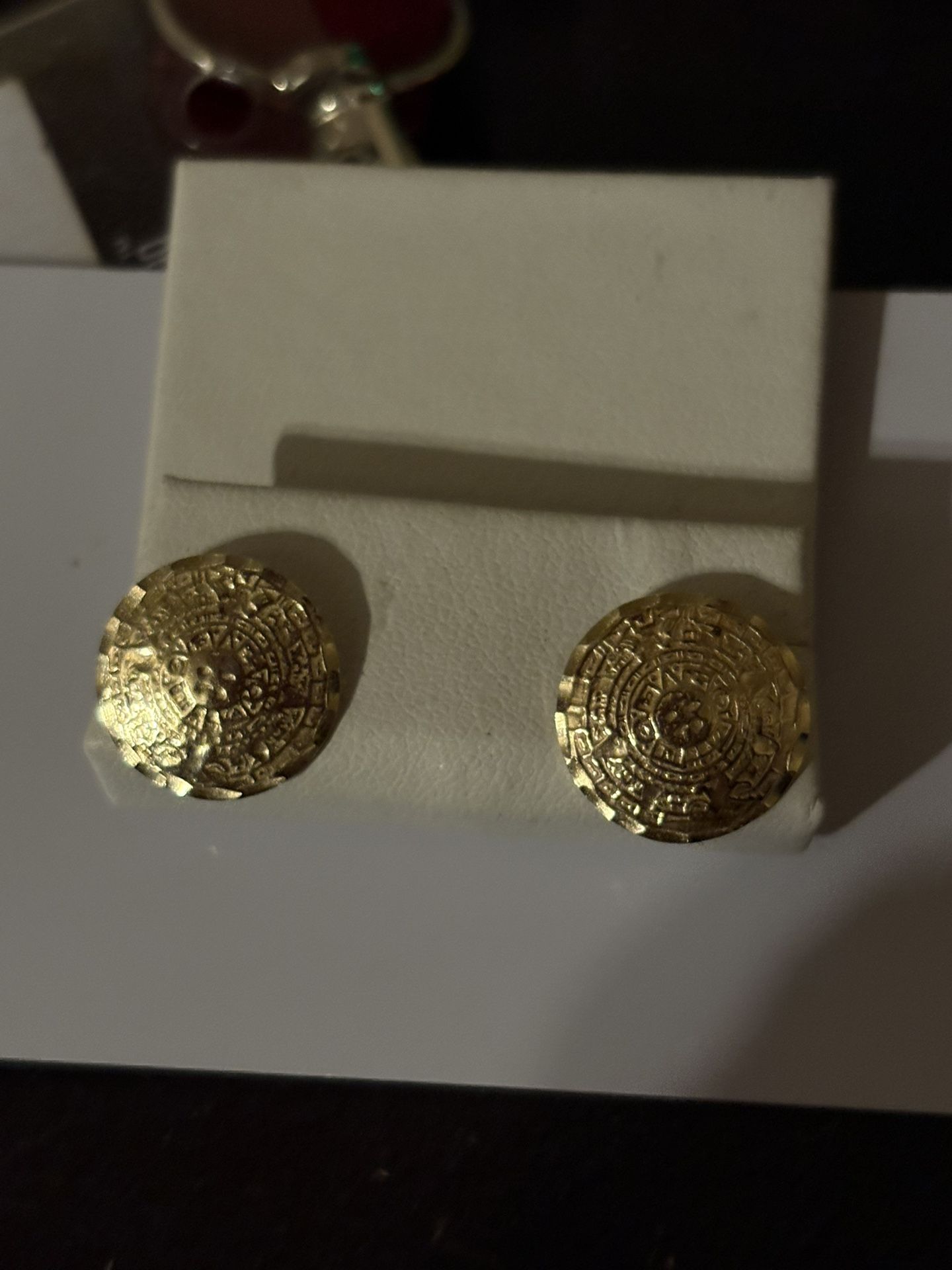 14K Gold Custom Aztec Calendar Earings