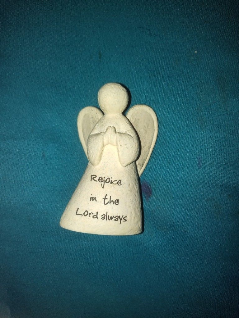 Roman Inc. Angel Figurine 'Rejoice In The Lord Always' Christian Decoration 3”