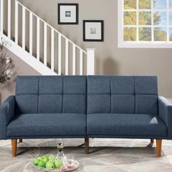 Brand New Blue Futon Sofa Sleeper 