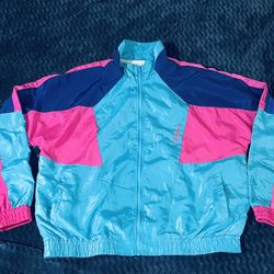 Agora Women's Vintage Windbreaker Jacket Retro 80's 90's Size XL