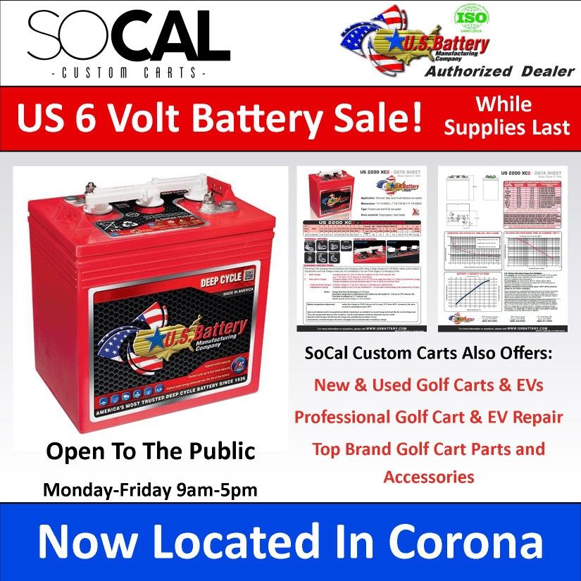 Golf Cart Battery US 2200 XC2 6 Volt - New!