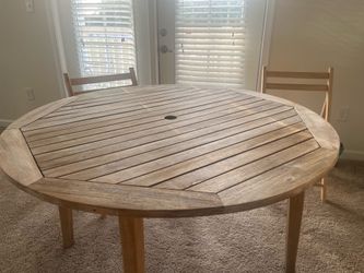 Teak Outdoor 47 inch Table with 4 Golding Chairs