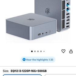 Beelink EQI12 Mini PC,Intel 12th Gen Core i3-1220P (10C/12T,up to 4.4GHz),Mini Computer with 16GB DDR4 RAM 500GB M.2 2280 PCle 4.0x4 SSD,4K Dual Scree