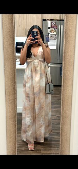 XS H&M satin maxi dress marble